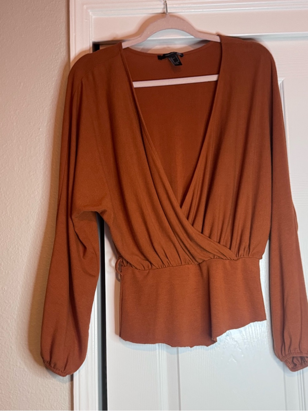 Forever 21 Burnt Orange Wrap Peplum Top
